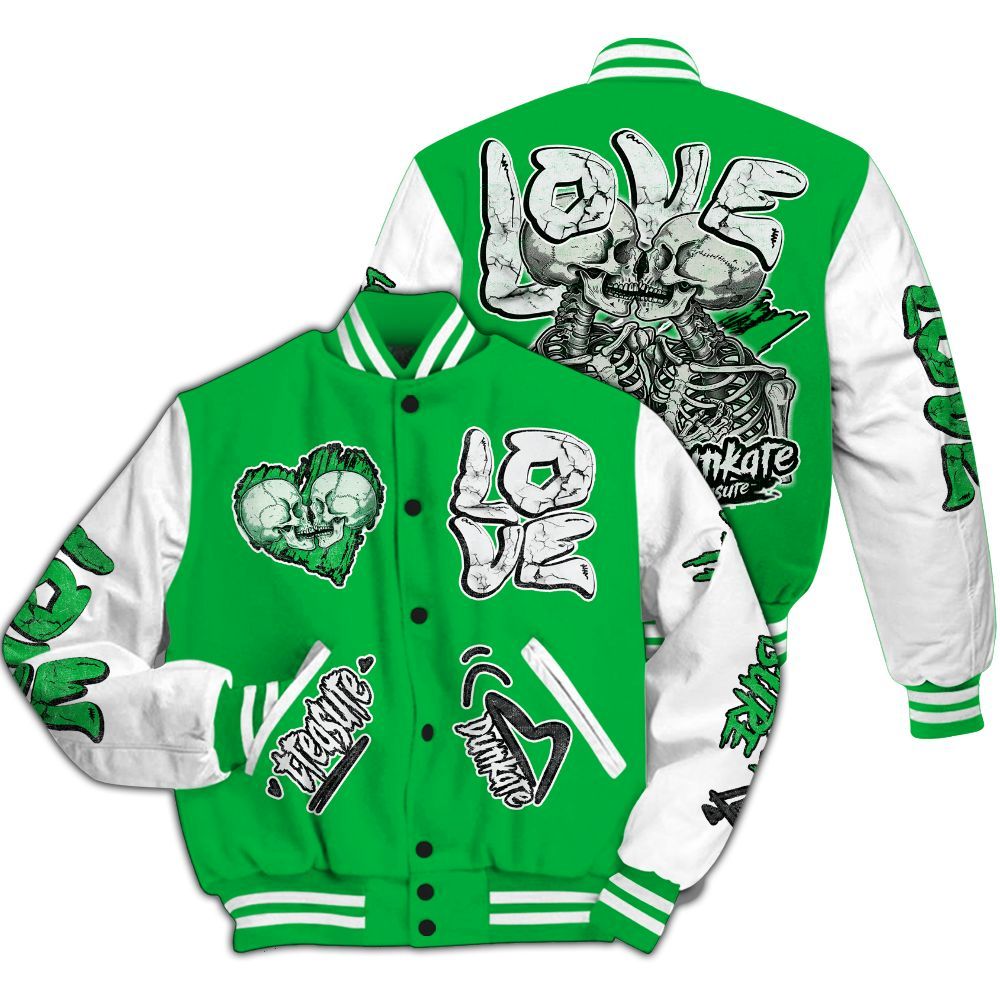 Varsity Jacket To Match Lucky Green 5s - Skull Bear All Over Print