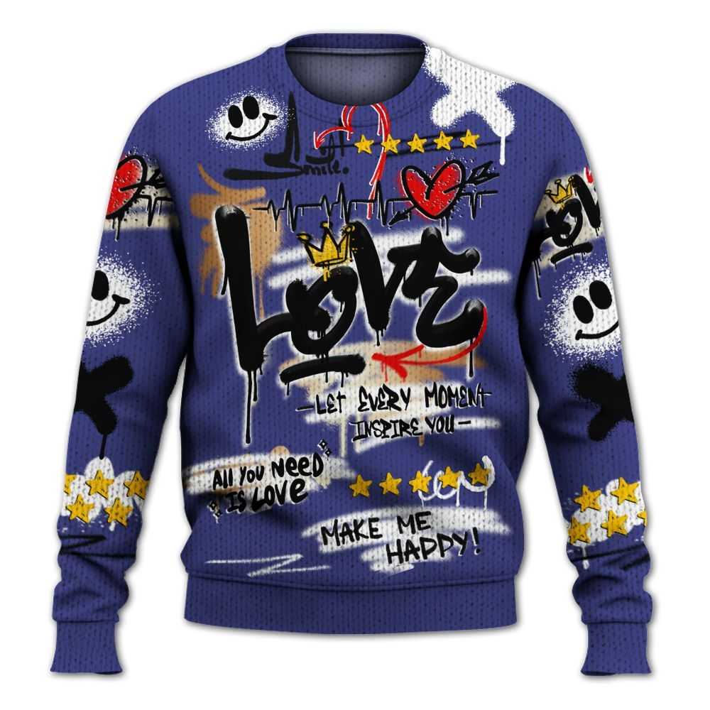 Sweater To Match JM Pro Black Concord - Happy Love Beats Graffiti Streetwear Graphic