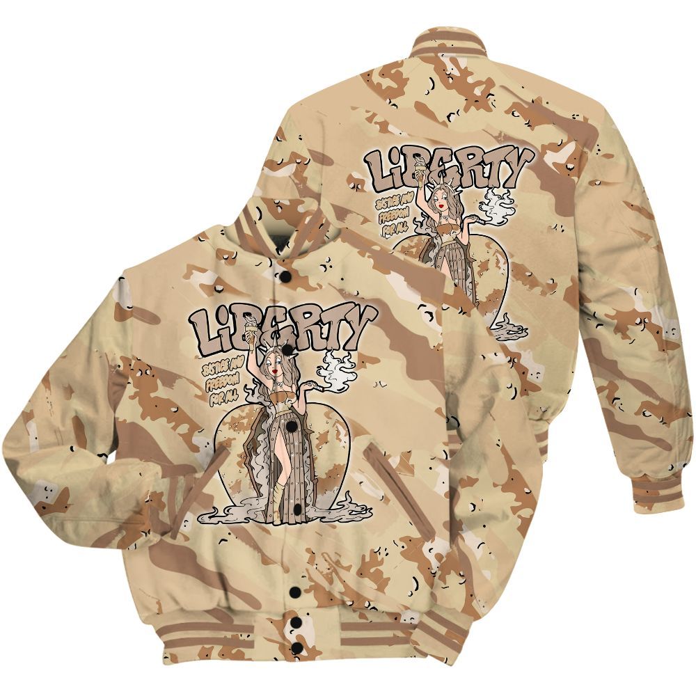 Varsity Jacket To Match Desert Camo 3s Shirt - Midwest Cartoon Colored All Over Print