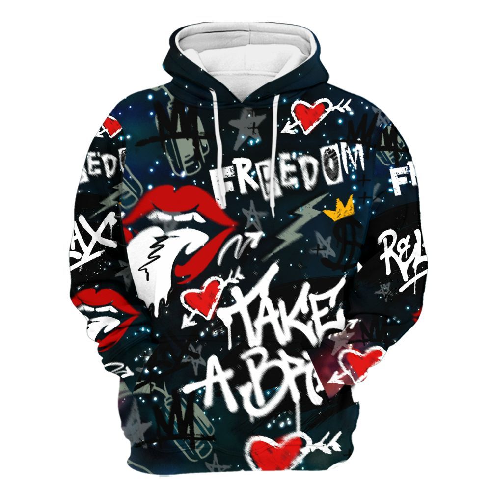 Hoodie To Match Air Foamposite One Galaxy - Take Break Freedom Graffiti Streetwear All Over Print