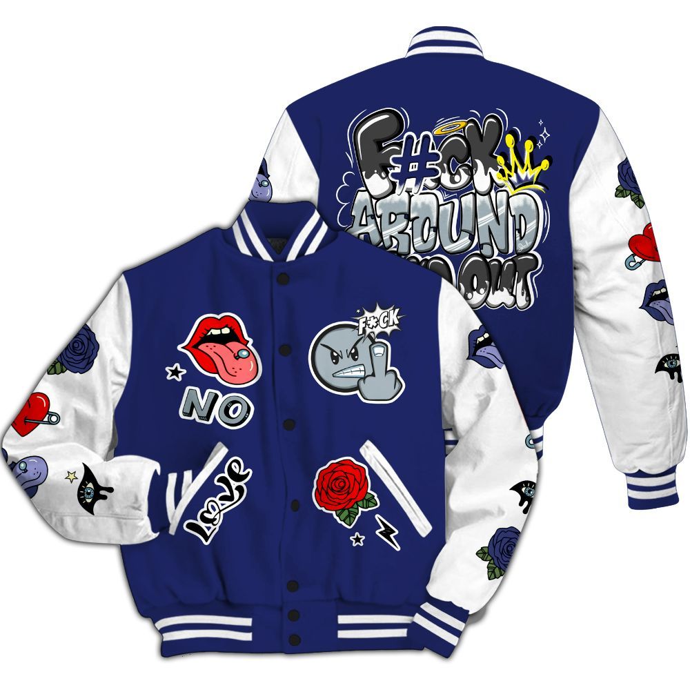 Varsity Jacket To Match Midnight Navy 11s - FK Around Find Out All Over Print