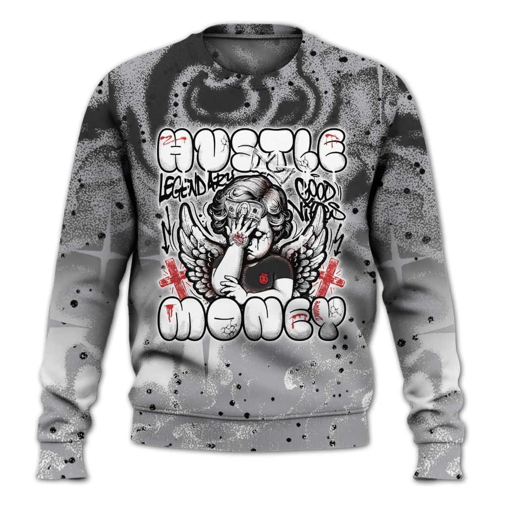 Sweatshirt To Match White Cement 4s - Angel Hustle Money All Over Print