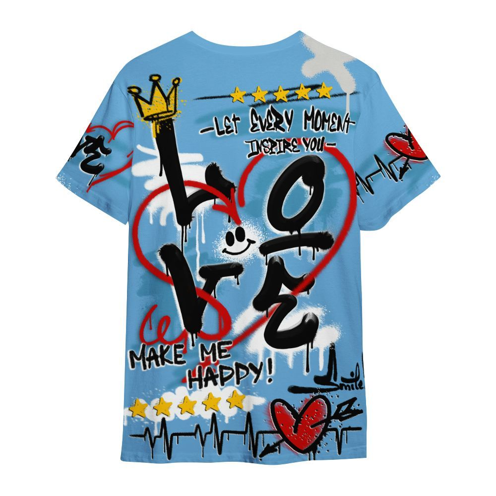 Shirt To Match SB Dunk Low University Blue - Happy Love Beats Graffiti Streetwear All Over Print