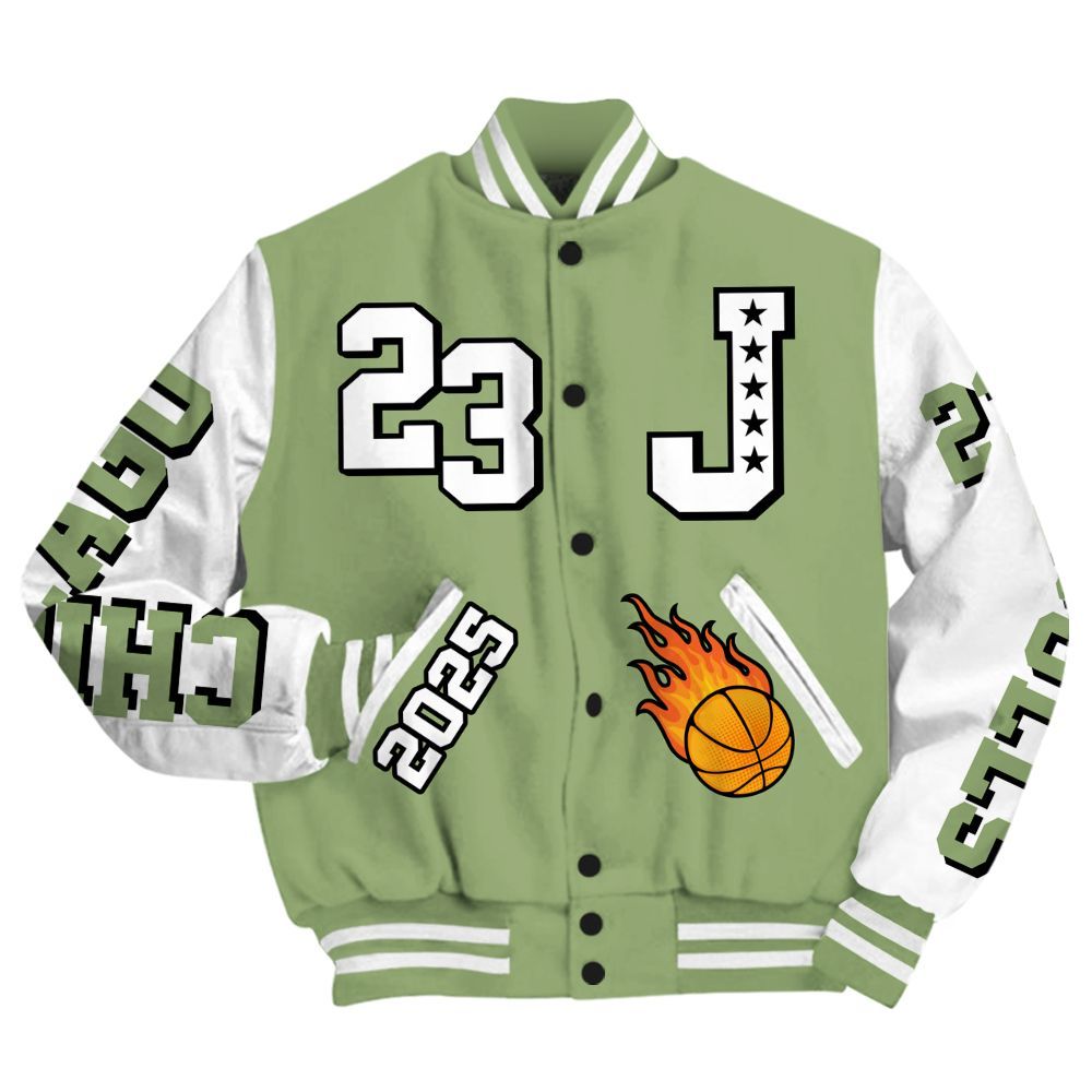 Varsity Jacket To Match Oil Green 4s - Chicago 23 Basketball All Over Print