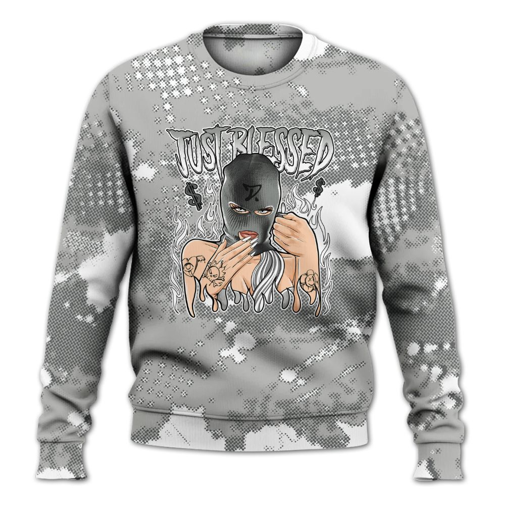 Sweatshirt To Match Paris Cement Grey 4s - Blessed!! Smoke Dot All Over Print