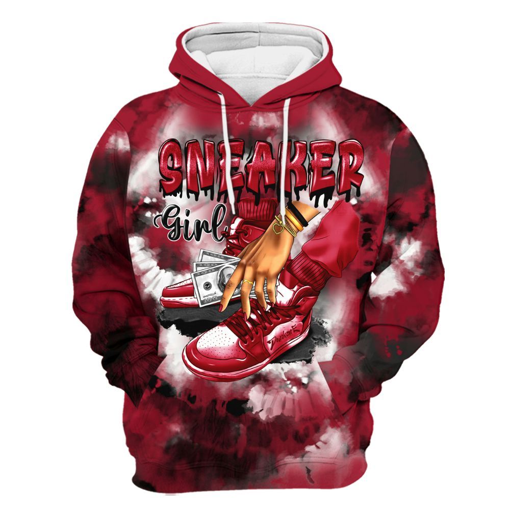 Hoodie To Match High OG Black Toe Reimagined 1s - SNEAKER Girl Money Drip Tie Dye All Over Print