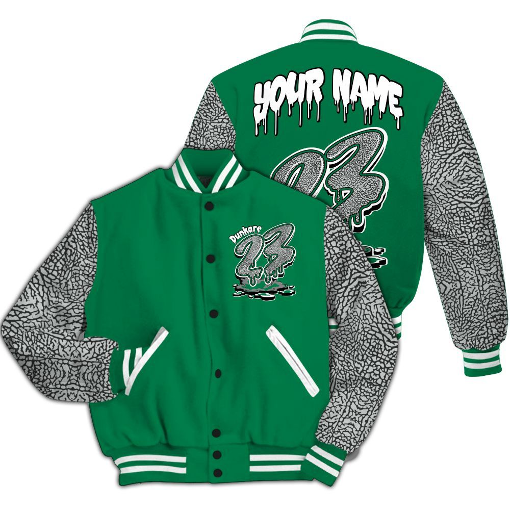 Varsity Jacket To Match Pine Green 3s - Custom Name 23 Drip All Over Print
