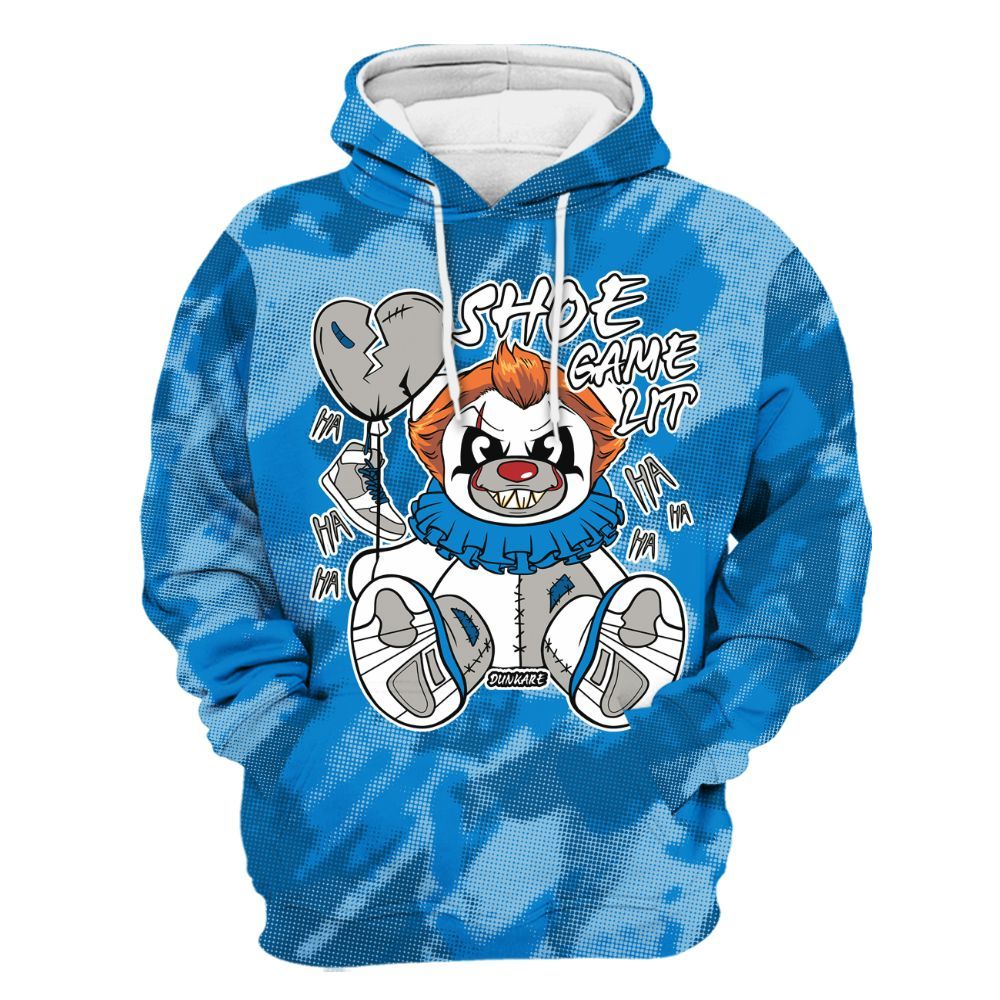Hoodie To Match Military Blue 4s - Shoe Game Bear Abstract Halftone All Over Print
