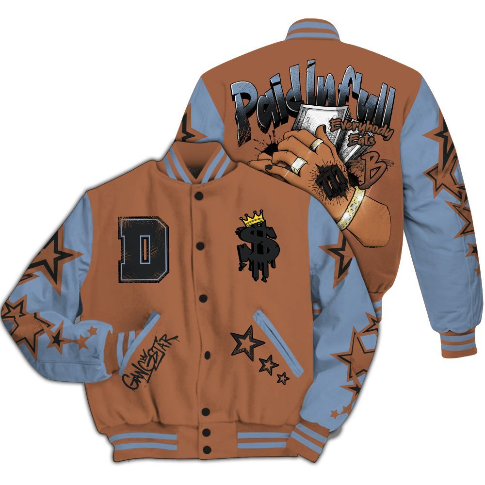 Varsity Jacket To Match Air Foamposite Metallic Copper - Paid In Full Lucky All Over Print