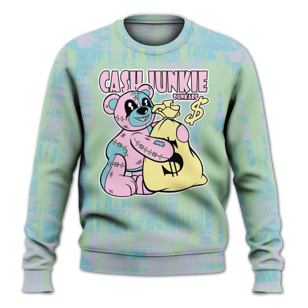 Sweatshirt To Match SB Dunk Low Visty - Cashs Junkie Bear Glitch Art All Over Print