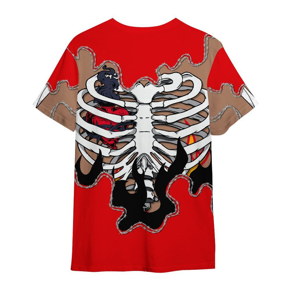 Shirt To Match Low OG Howard University 1s - Skeleton Heart On Fire All Over Print