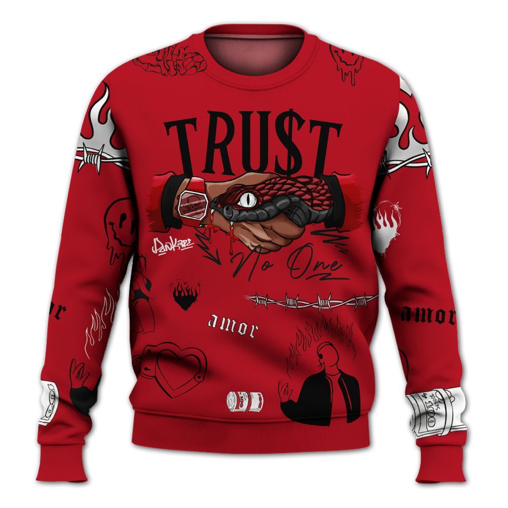 Sweatshirt To Match Bred Velvet 11s - Trust No One Streetwear All Over Print