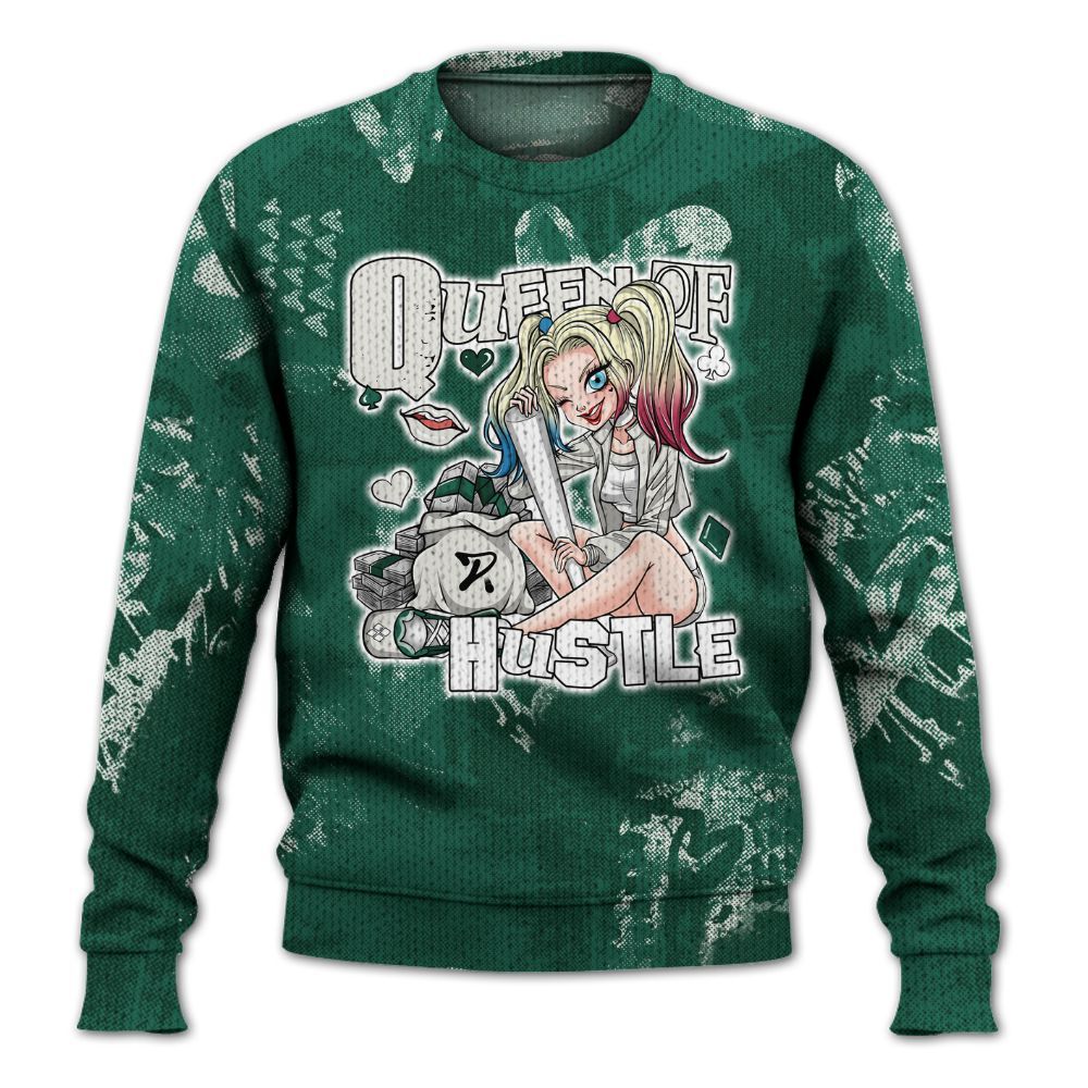 Knitted Sweater To Match Oxidized Green 4s - Hustles Quiinn Heart Grunge