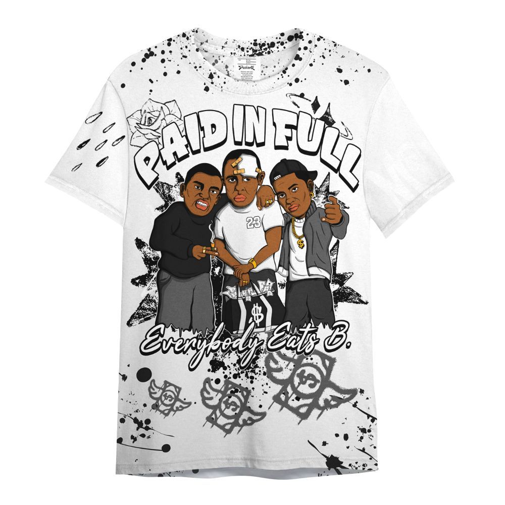 Shirt To Match Low Black Pack 14s - Everybody Paid In Full Crayon All Over Print