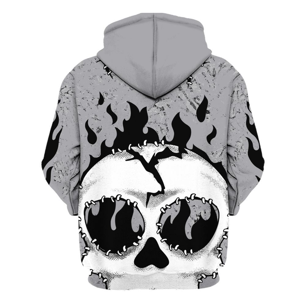 Hoodie To Match Cement Grey 3s - Cracked Skull Stitches All Over Print