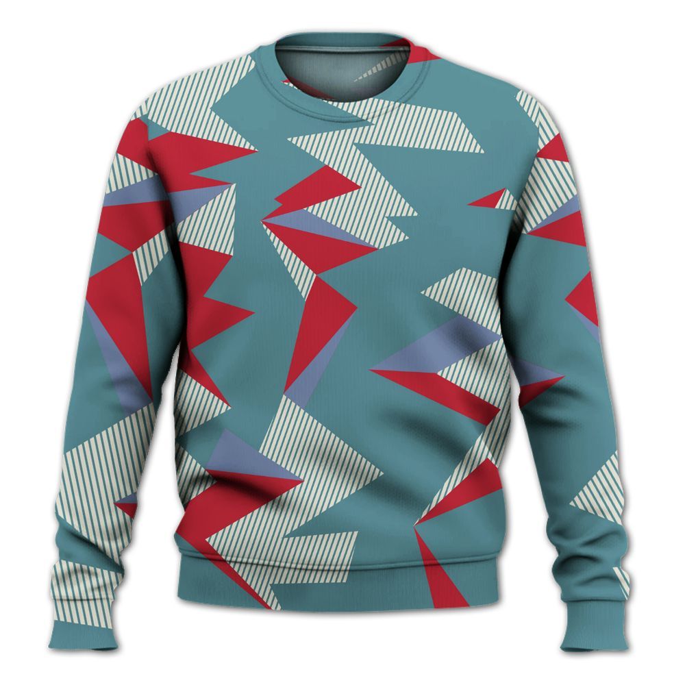 Sweatshirt To Match Dunk Low Denim Turquoise Royal - Geometric Camouflage Pattern All Over Print