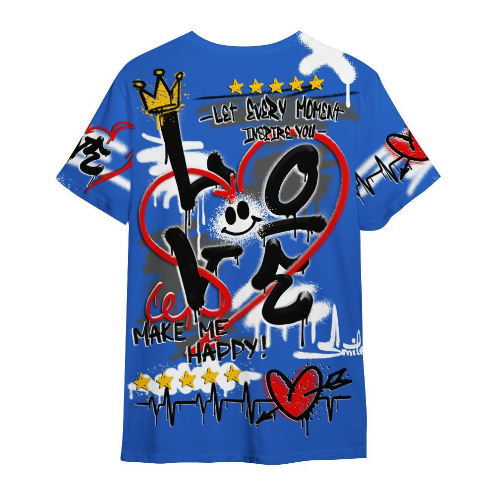 Shirt To Match High OG Royal 2026 1s - Happy Love Beats Graffiti Streetwear All Over Print