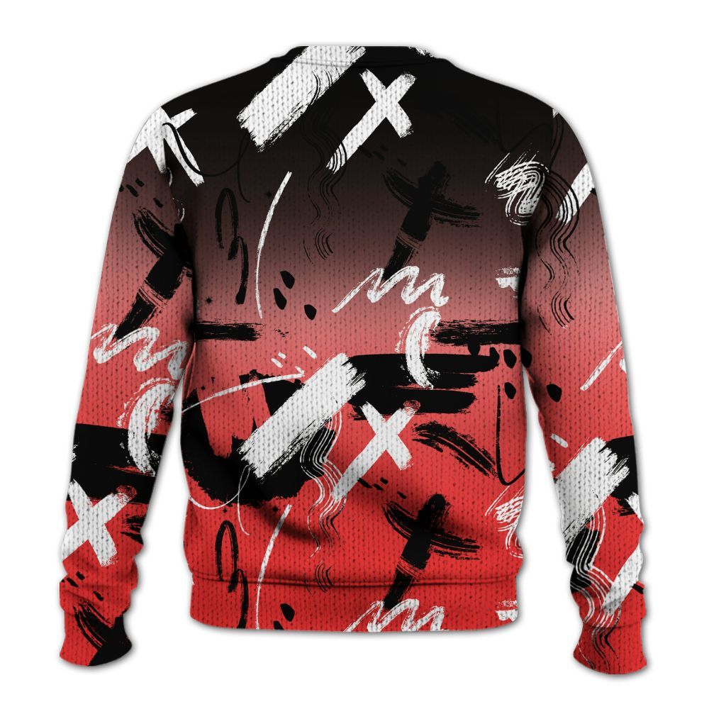 Knitted Sweater To Match Red Thunder 4s - Money Hustle Grind Pray