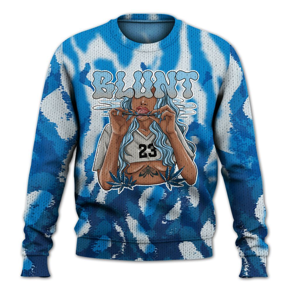 Knitted Sweater To Match Industrial Blue 4s - Bluntz Burnz