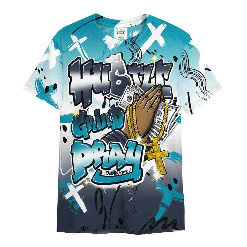 Shirt To Match Retro Obsidian 13s - Money Hustle Grind Pray All Over Print