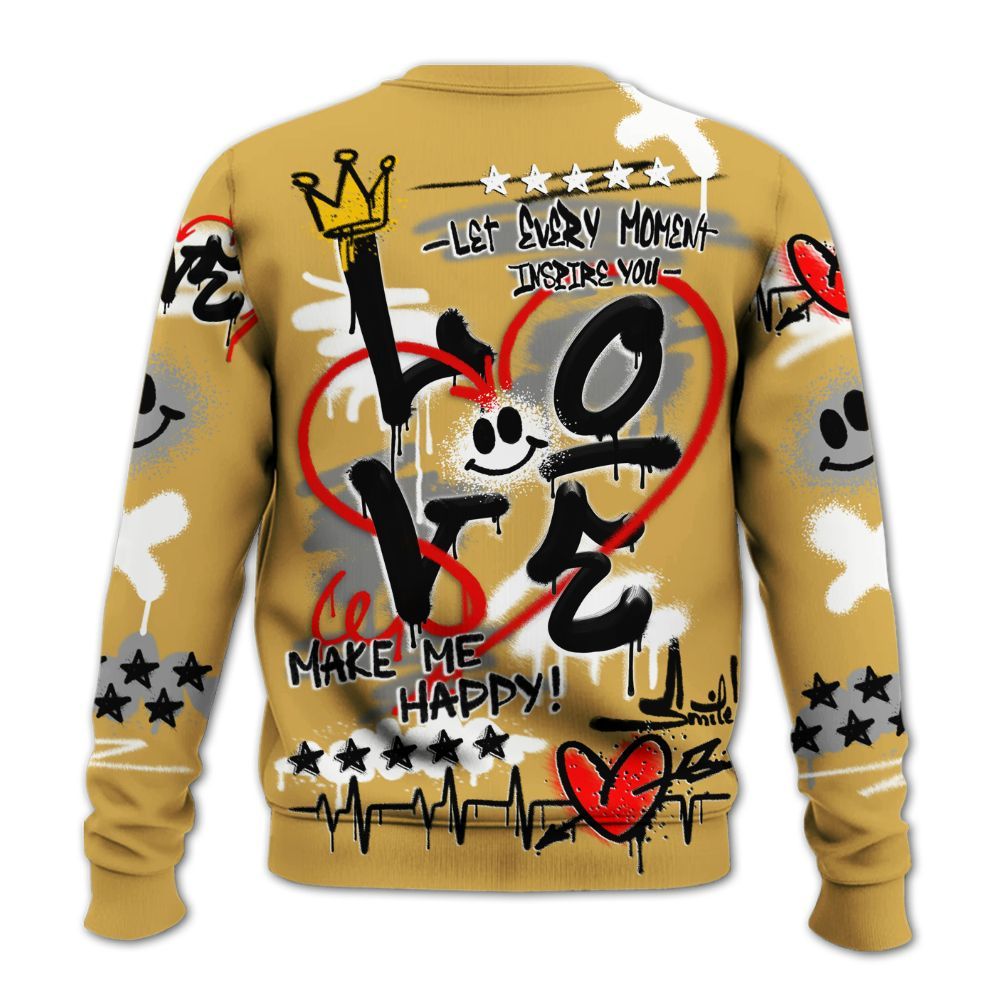 Sweatshirt To Match Retro Light Ginger 14s - Happy Love Beats Graffiti Streetwear All Over Print