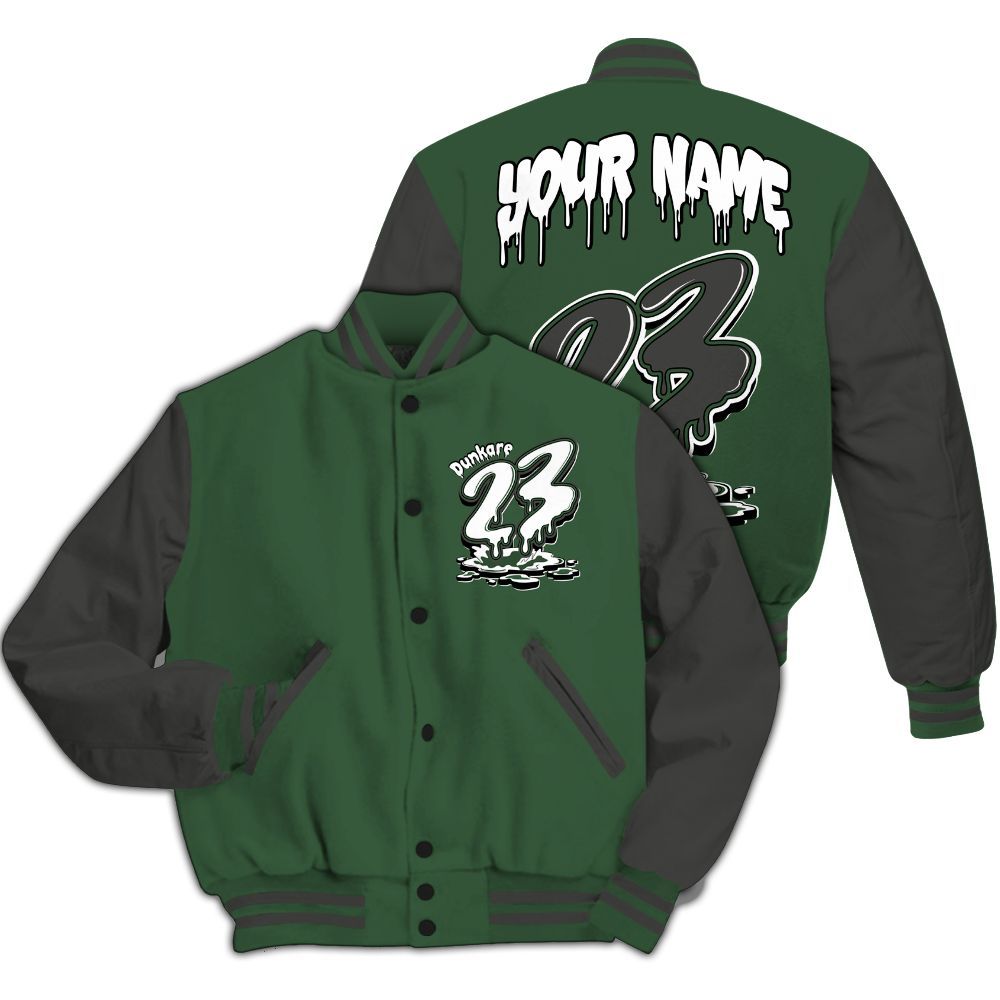 Varsity Jacket To Match Dunk Low Skateboards Black - Custom Name 23 Drip All Over Print
