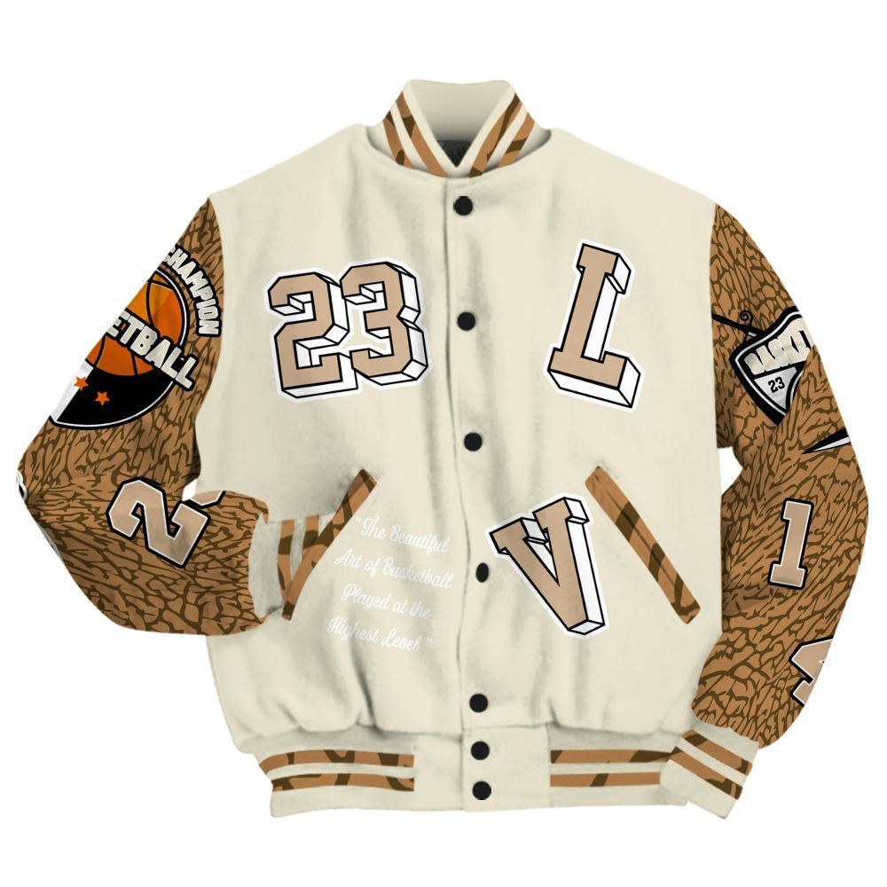 Varsity Jacket To Match Orewood Brown 3s - The GOAT Got Em Streetwear All Over Print