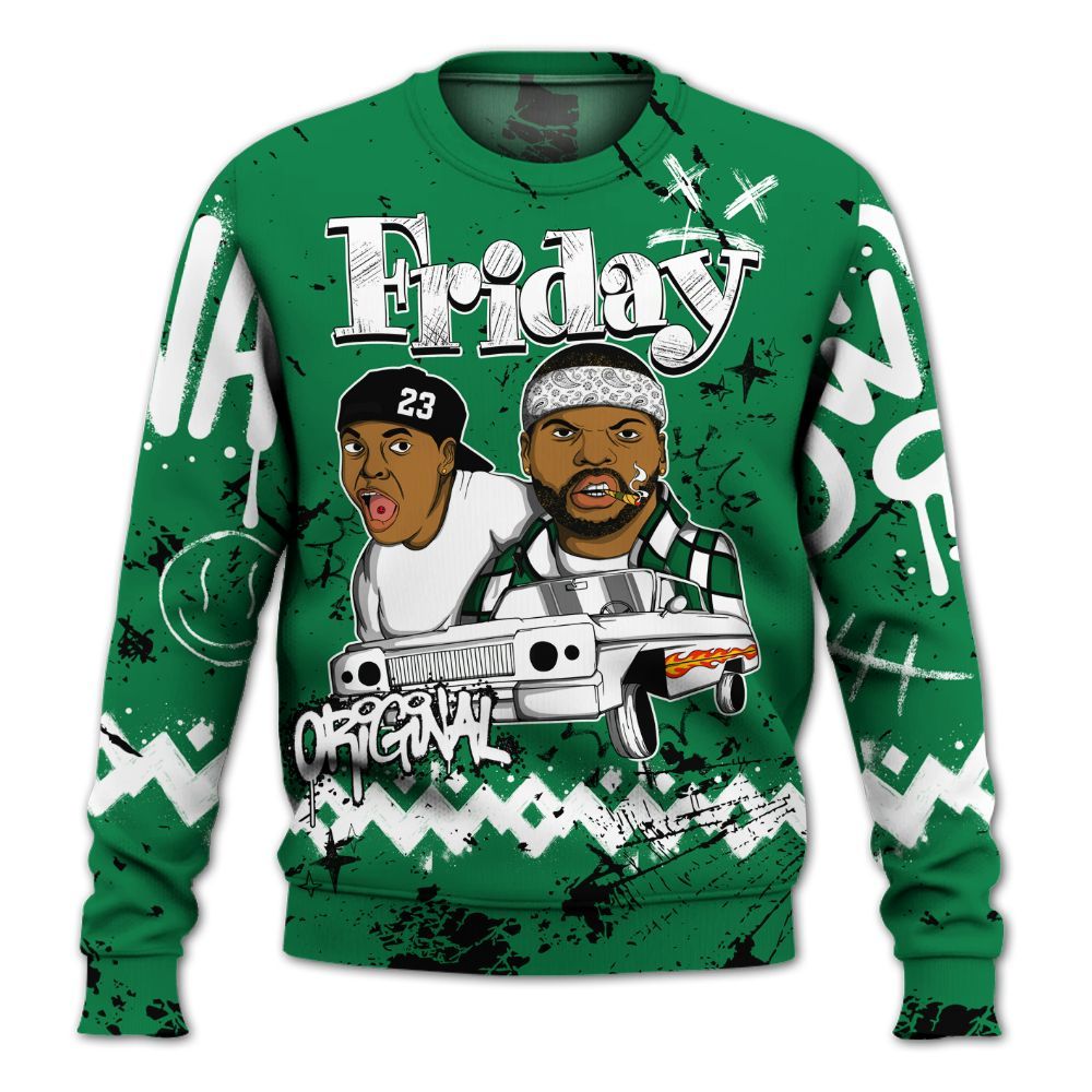 Sweatshirt To Match Pine Green 13s - Friday Sneaker Crayon All Over Print