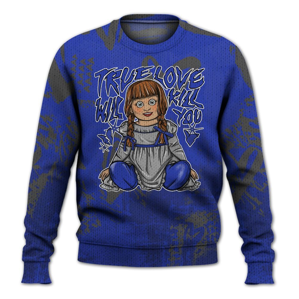 Knitted Sweater To Match Air Max Plus Black Racer Blue - Genuine Loves Bear Heart Grunge