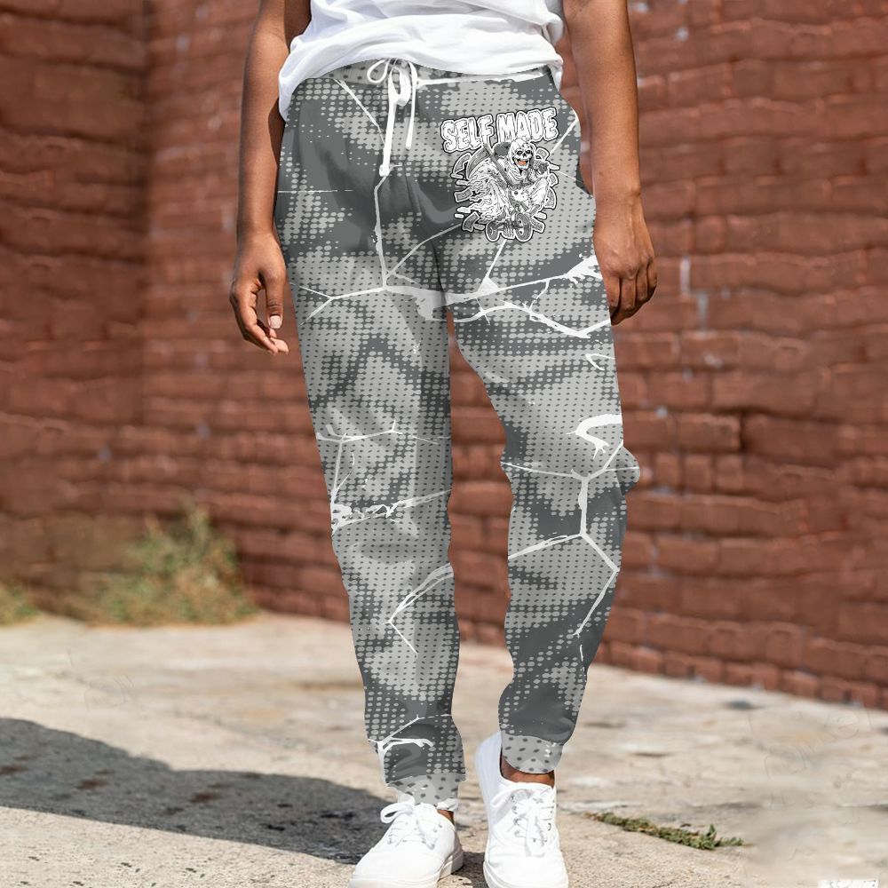 Sweatpant To Match Retro Wet Cement 4s - Self Made Skeleton Crack All Over Print