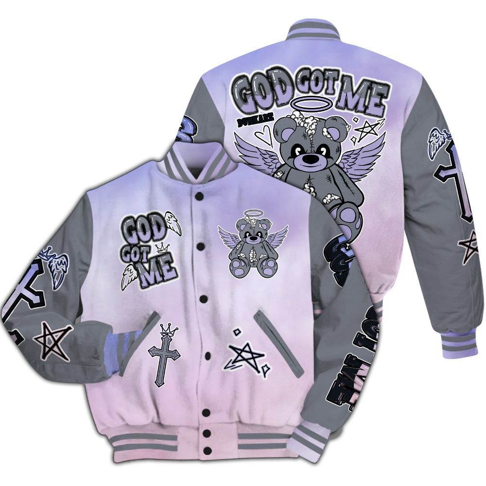 Varsity Jacket To Match Zen Master 4s - Gods Guides Me Bear All Over Print