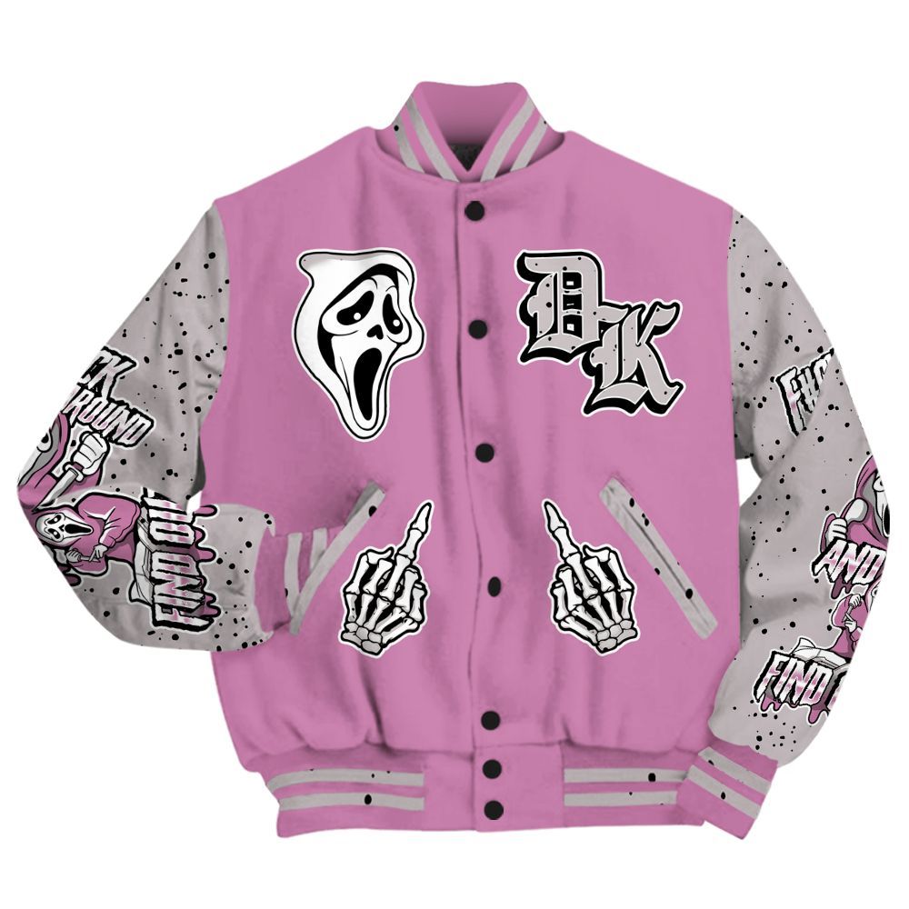 Varsity Jacket To Match Neutral Grey Black White Orchid 4s - F#CK And Find Out Graphic All Over Print