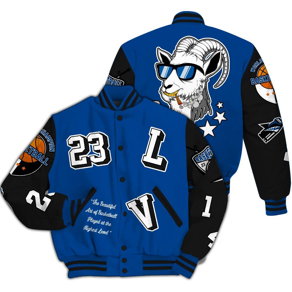 Varsity Jacket To Match Low 85 Royal 1s - The GOAT Got Em Streetwear All Over Print
