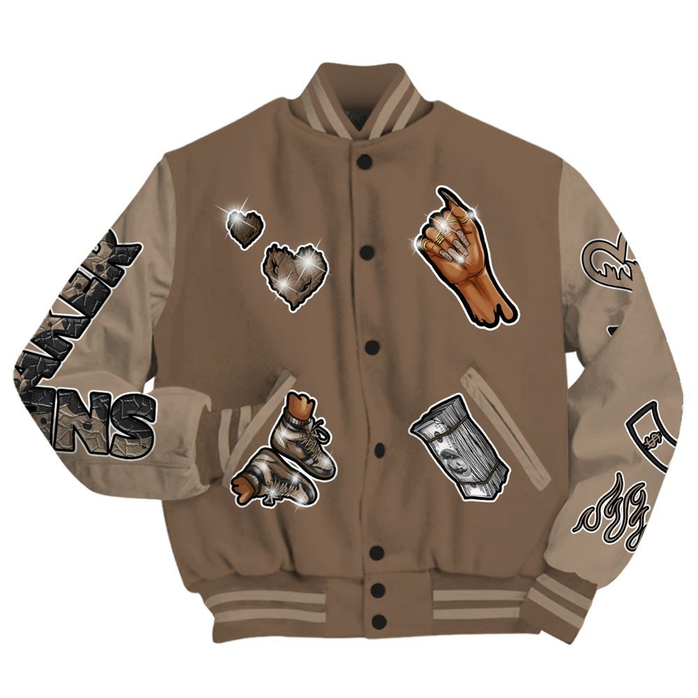 Varsity Jacket To Match Dark Mocha Jack - Sneakerz Girlz All Over Print