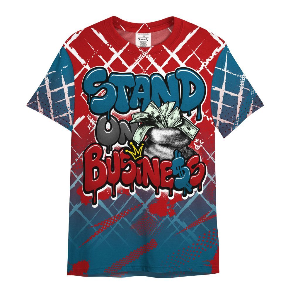 Shirt To Match OG Varsity Red 17s - Halftone Stand Business Dripping All Over Print