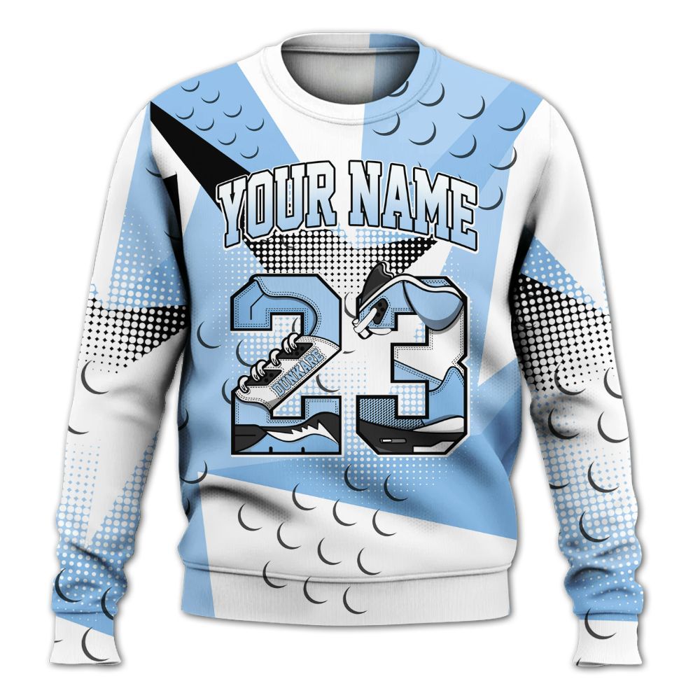 Sweatshirt To Match High University Blue 1s - Poly Custom Name Number 23 5s All Over Print
