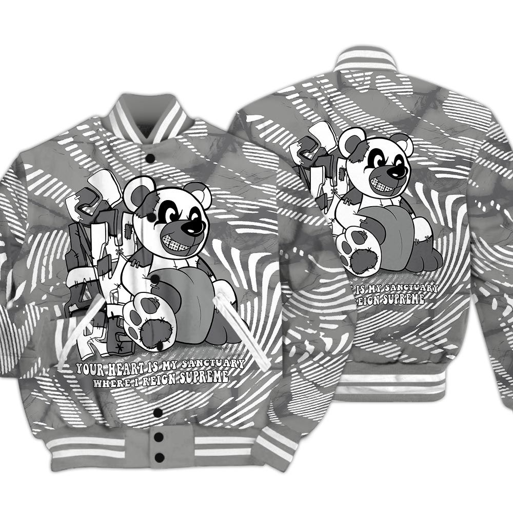 Varsity Jacket To Match Paris Cement Grey 4s - Possession Bear Fume Varsity Jacket Unisex