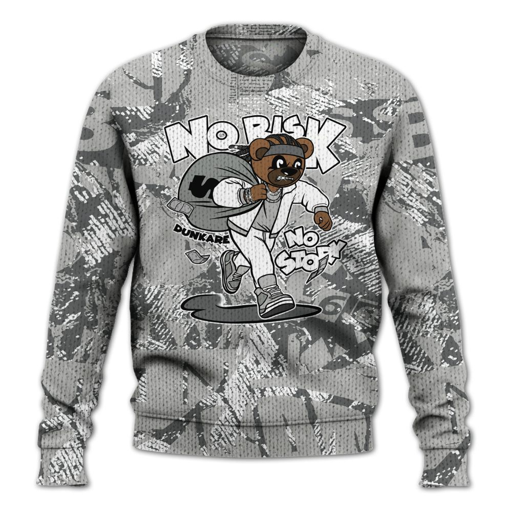 Knitted Sweater To Match Paris Cement Grey 4s - Certain Bear Abstract Graffiti