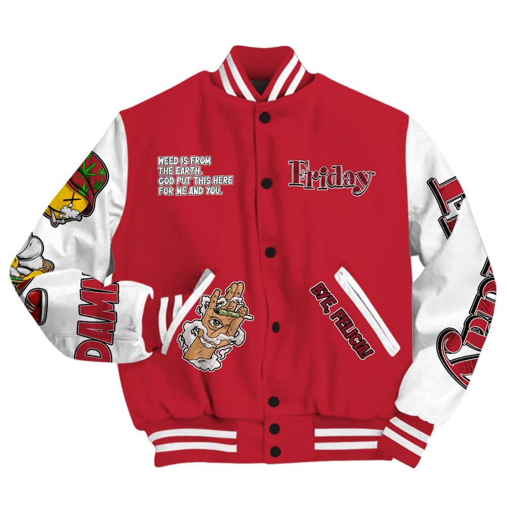 Varsity Jacket To Match Red Flint 13s - Friday Sneaker Stress Style All Over Print