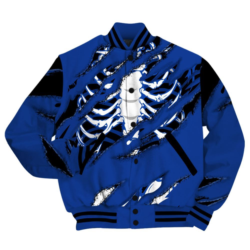 Varsity Jacket To Match Air Foamposite One Royal Shirt, GOT 'EM Skeleton Scratch All Over Print