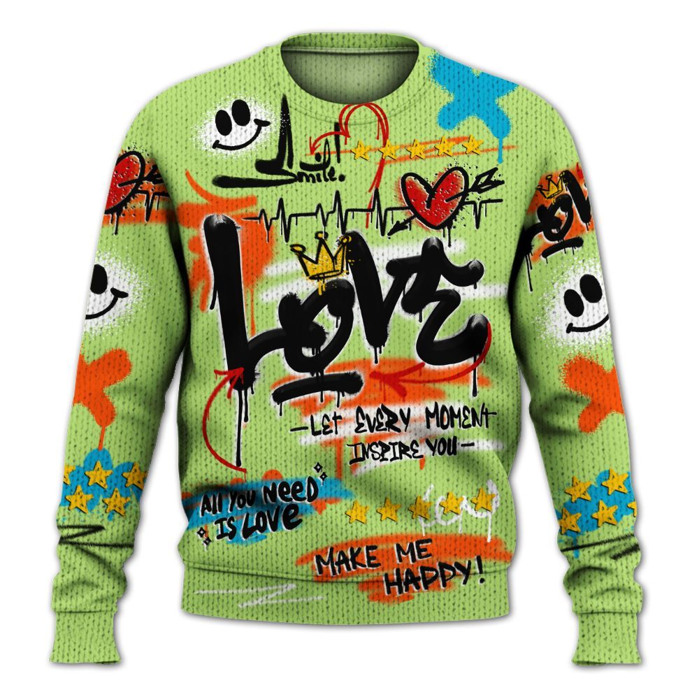Knitted Sweater To Match Kobe 9 Elite What The - Happy Love Beats Graffiti Streetwear