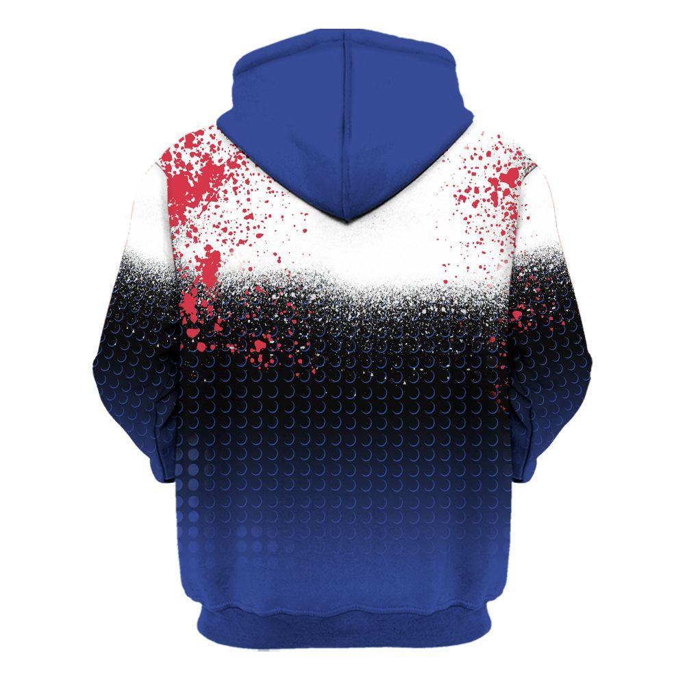 Hoodie To Match Air Griffey Max USA Red White Blue 1s - Halftone Time Is Money All Over Print