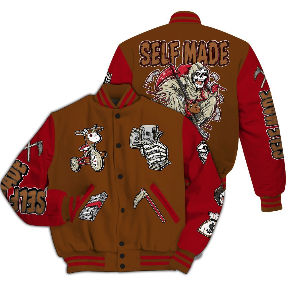 Varsity Jacket To Match Archaeo Brown 5s - Self Make Skeleton All Over Print