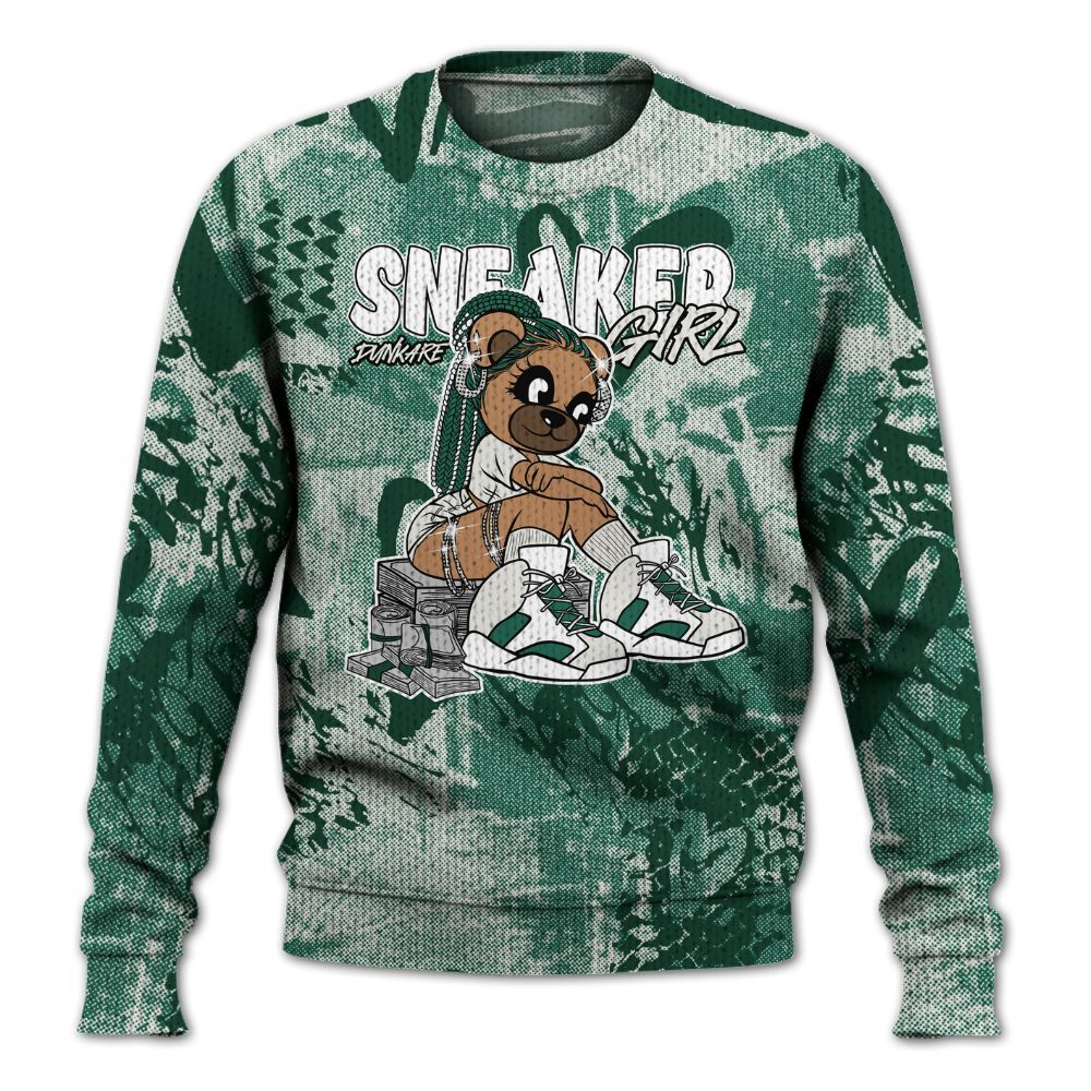 Knitted Sweater To Match Oxidized Green 4s - Sneaker Girl Bear Heart Grunge