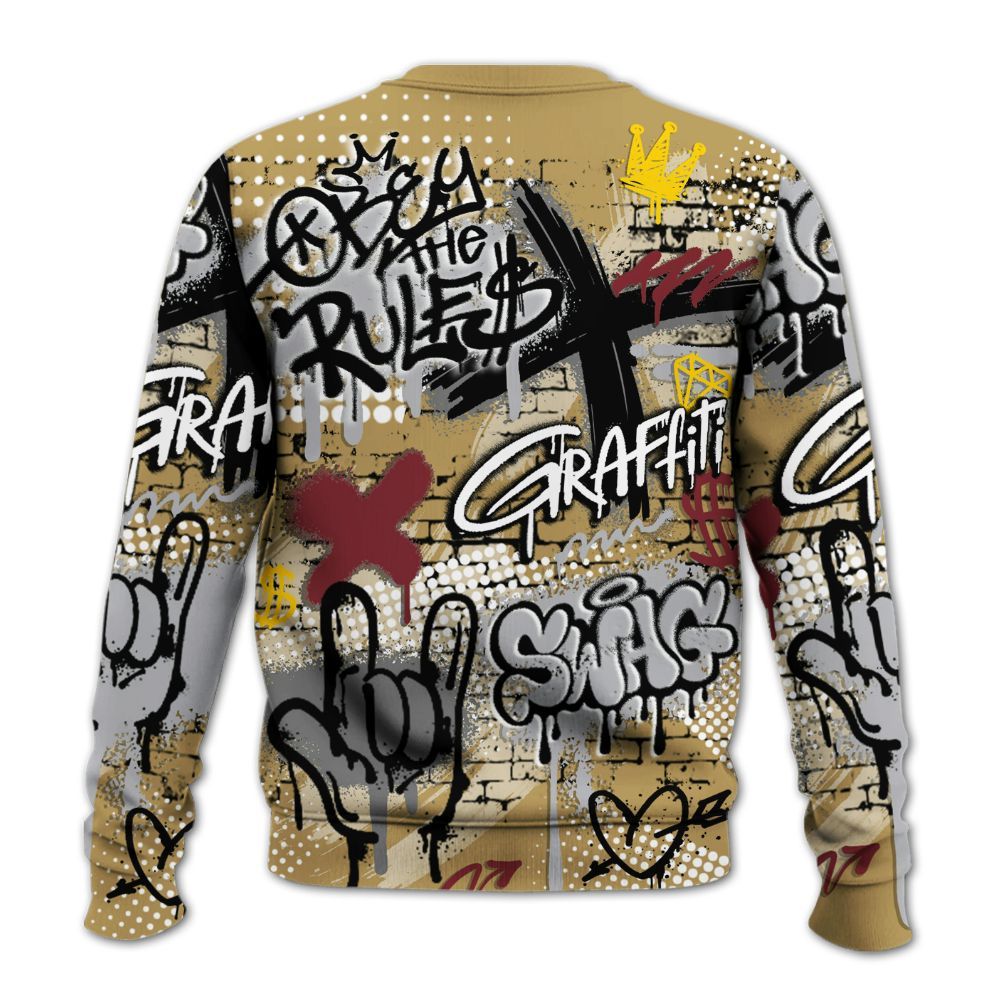 Sweatshirt To Match Kobe 4 Gold Medal - True It Real Graffiti Streetwear All Over Print