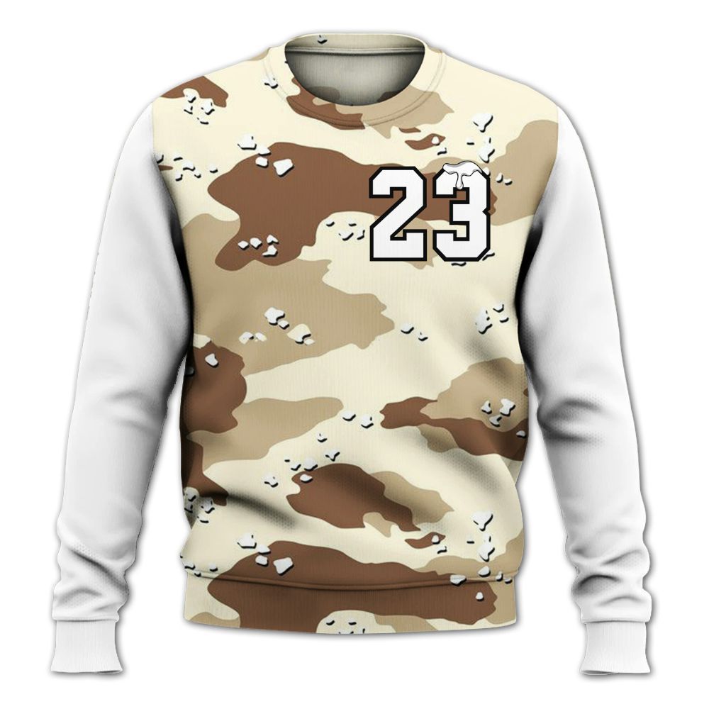 Sweatshirt To Match Desert Camo 3s - Custom Name Number 23 Drip All Over Print