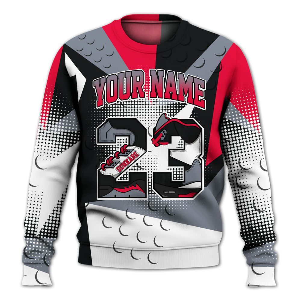 Sweatshirt To Match Mid Black Metallic 1s - Poly Custom Name Number 23 5s All Over Print