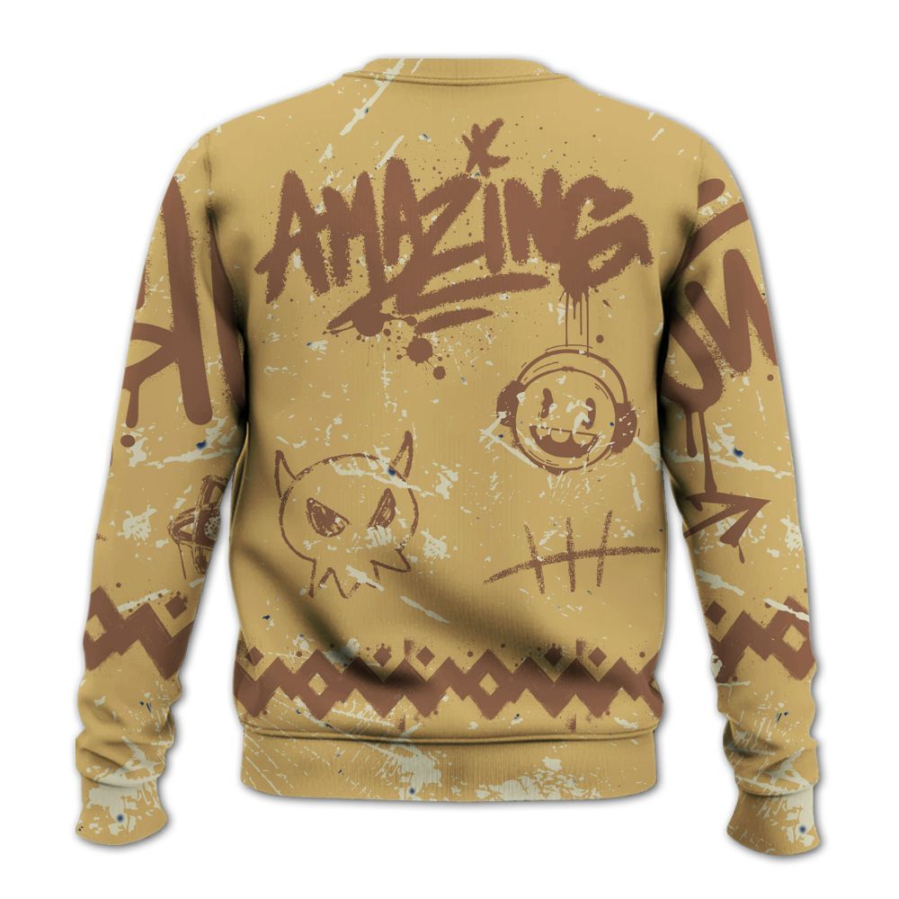 Sweatshirt To Match Retro Cacao Wow 4s - Friday Sneaker Crayon All Over Print