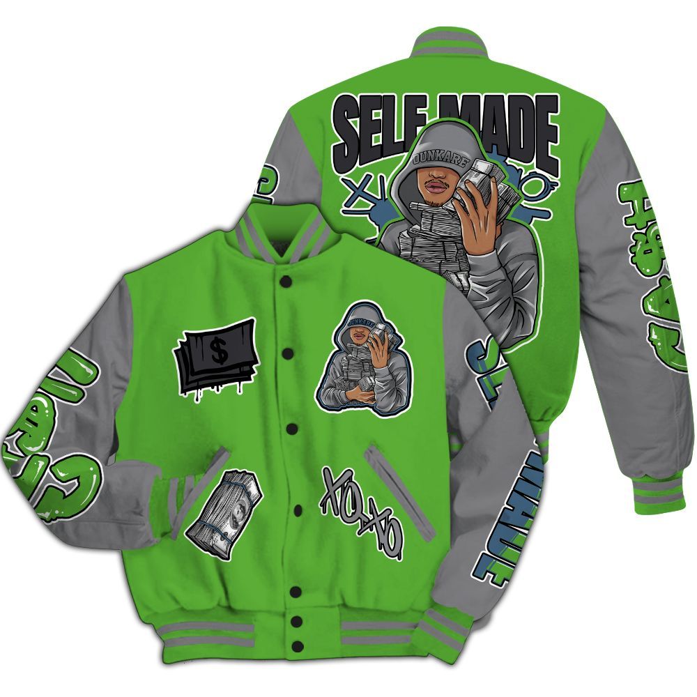 Varsity Jacket To Match Retro Green Bean 5s - Selfmade Unique All Over Print