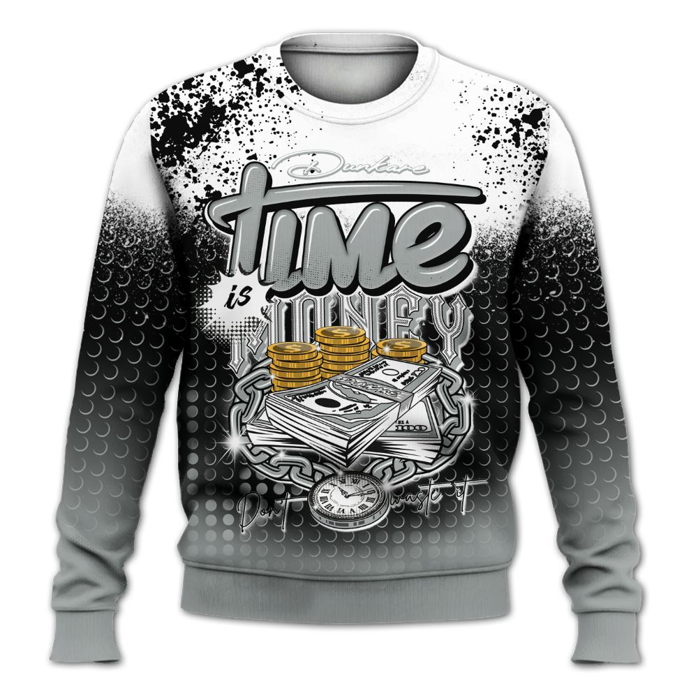 Sweatshirt To Match Dunk Low White Light Smoke Grey - Halftone Time Is Money All Over Print